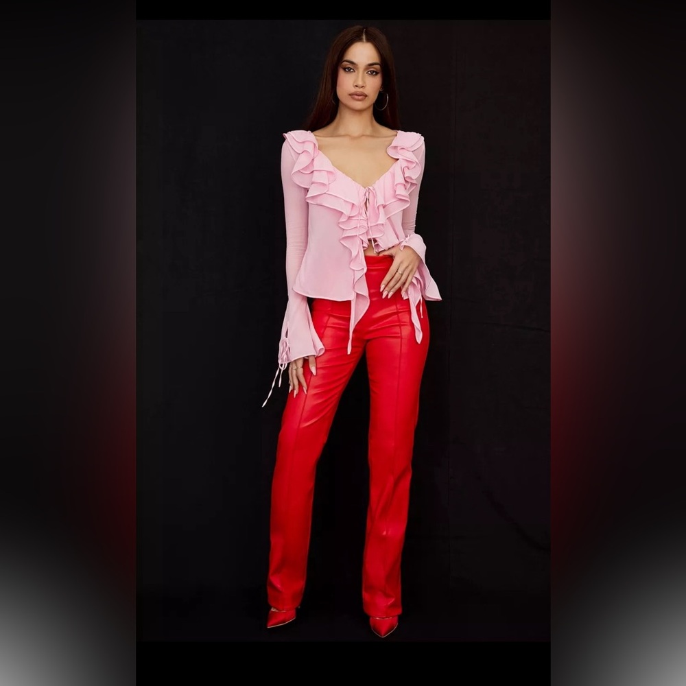 NWOT HOUSE OF CB Scarlet Vegan Leather Trousers Size XS $149